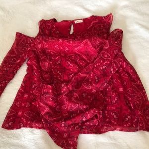 Hollister red bandanna blouse